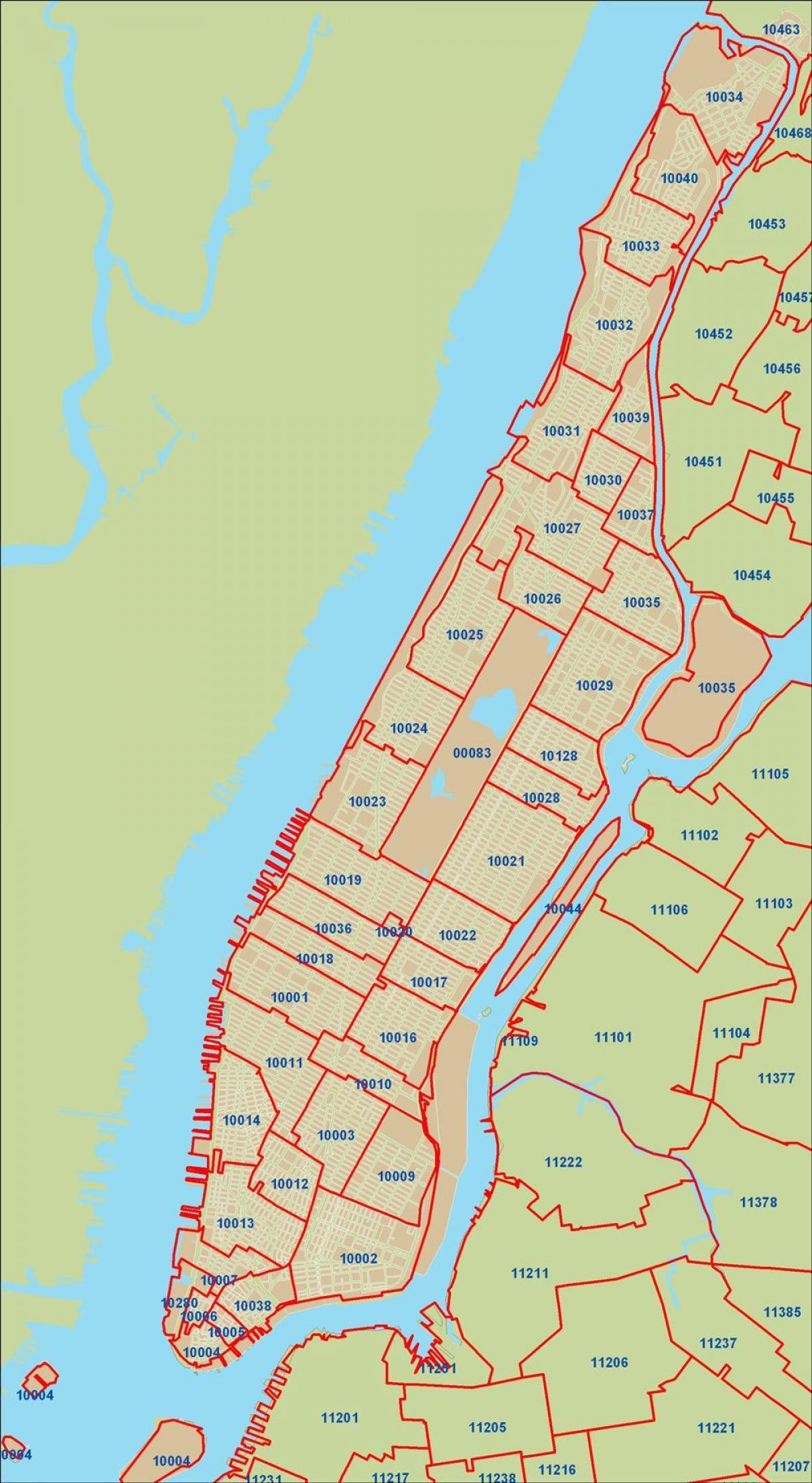 Mappa dei codici di avviamento postale di Manhattan